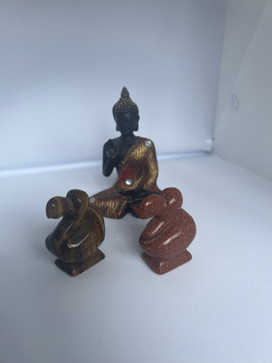 Crystal Shaped Dodos, Tigers Eye, Goldstone, Crystal Dodos, Crystal Animals, 7cm Crystal Animals