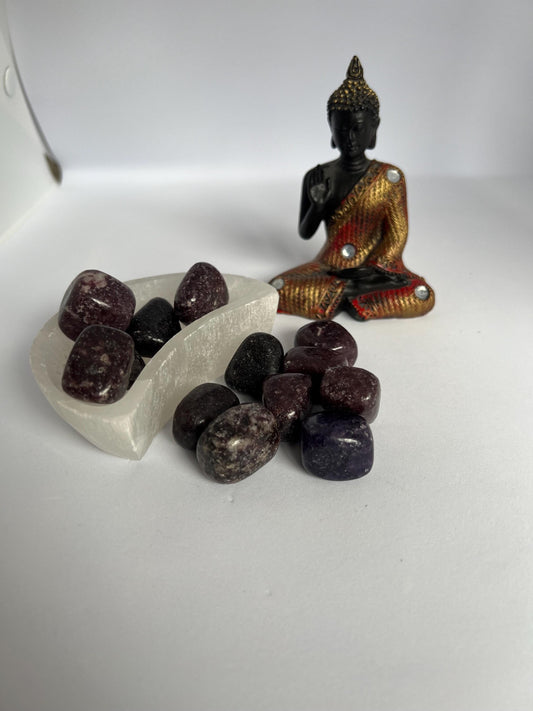 Natural Lepidolite Tumblestones, Calming Crystal for Anxiety Relief, Emotional Balance,Polished Healing Stones, Reiki & Meditation